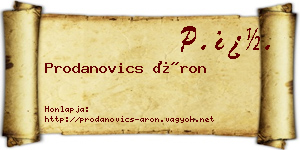 Prodanovics Áron névjegykártya