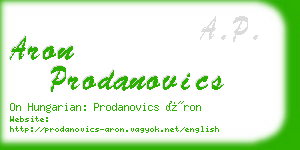 aron prodanovics business card